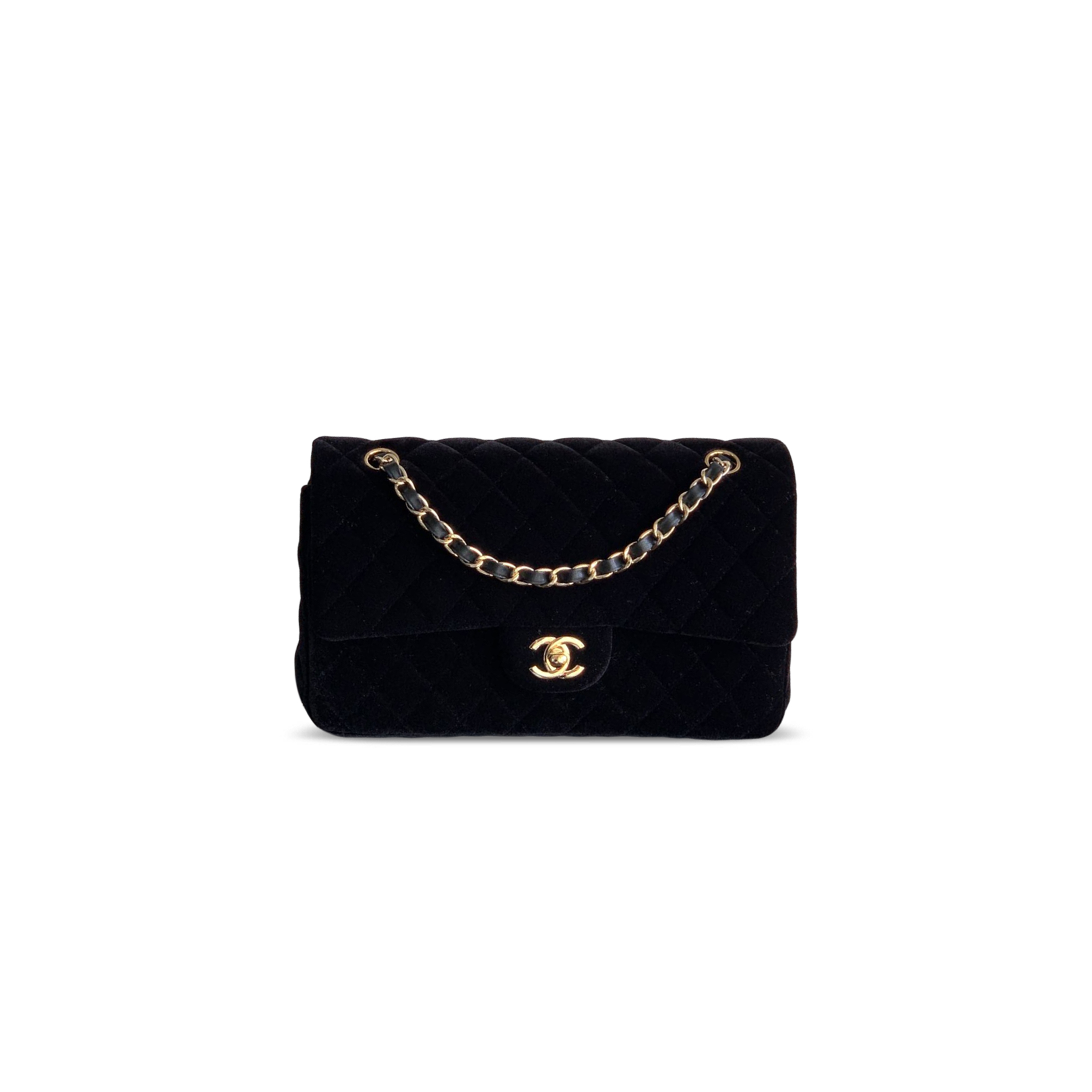 CHANEL MEDIUM CLASSIC HANDBAG VELVET A01112 (25*16*7cm)